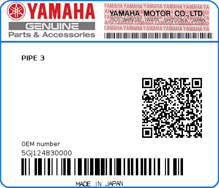 Product image: Yamaha - 5GJ124830000 - PIPE 3  0