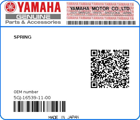 Product image: Yamaha - 5GJ-16539-11-00 - SPRING  0
