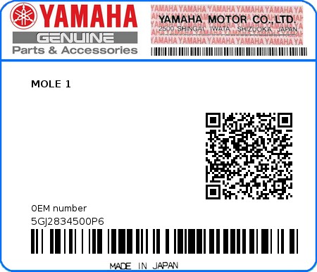 Product image: Yamaha - 5GJ2834500P6 - MOLE 1  0