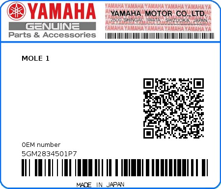 Product image: Yamaha - 5GM2834501P7 - MOLE 1  0