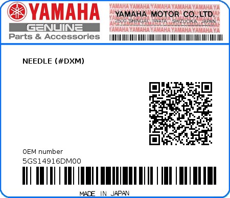 Product image: Yamaha - 5GS14916DM00 - NEEDLE (#DXM)  0