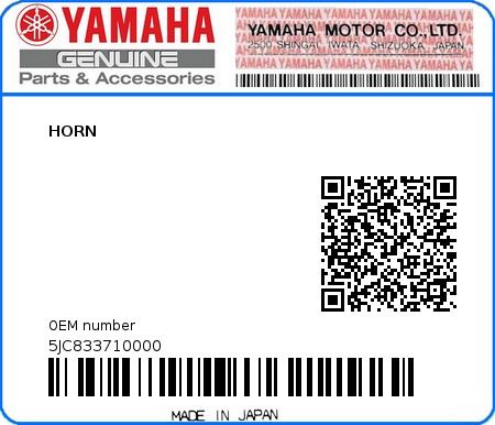 Product image: Yamaha - 5JC833710000 - HORN  0