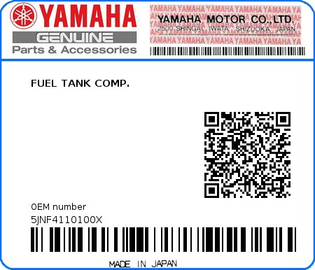 Product image: Yamaha - 5JNF4110100X - FUEL TANK COMP.  0