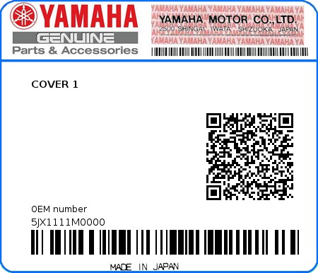 Product image: Yamaha - 5JX1111M0000 - COVER 1  0