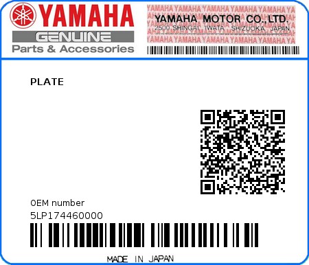 Product image: Yamaha - 5LP174460000 - PLATE  0