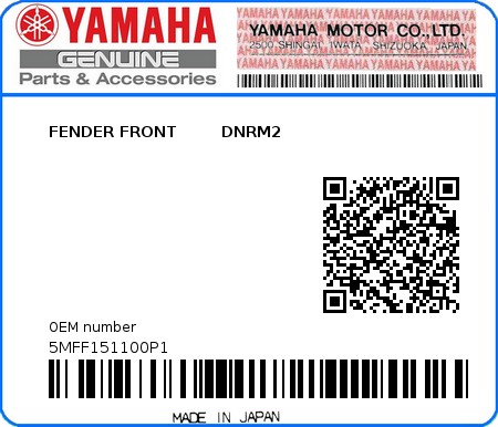 Product image: Yamaha - 5MFF151100P1 - FENDER FRONT        DNRM2  0