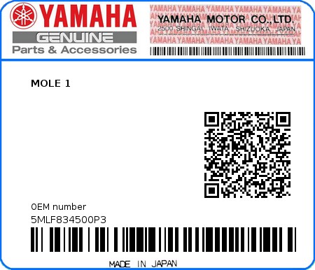 Product image: Yamaha - 5MLF834500P3 - MOLE 1  0