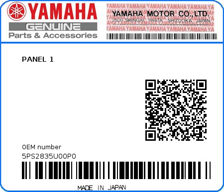 Product image: Yamaha - 5PS2835U00P0 - PANEL 1  0