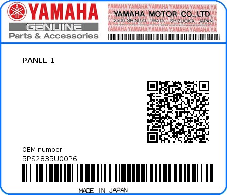Product image: Yamaha - 5PS2835U00P6 - PANEL 1  0