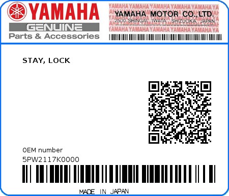 Product image: Yamaha - 5PW2117K0000 - STAY, LOCK  0