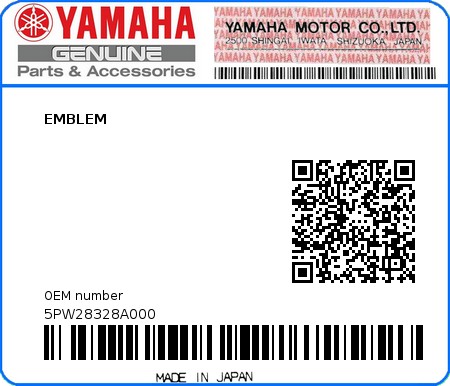 Product image: Yamaha - 5PW28328A000 - EMBLEM  0