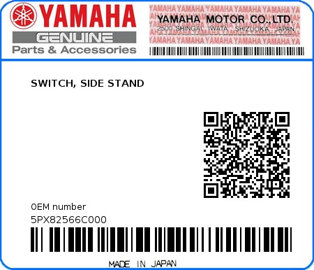 Product image: Yamaha - 5PX82566C000 - SWITCH, SIDE STAND  0