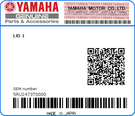Product image: Yamaha - 5RU2473T0000 - LID 1  0
