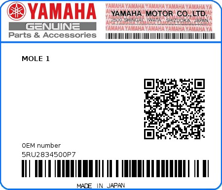 Product image: Yamaha - 5RU2834500P7 - MOLE 1  0