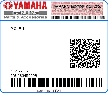 Product image: Yamaha - 5RU2834500PB - MOLE 1  0