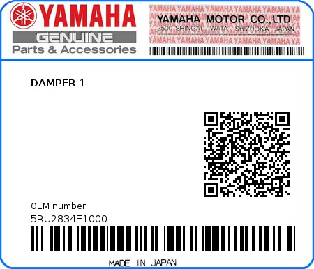Product image: Yamaha - 5RU2834E1000 - DAMPER 1  0
