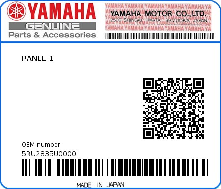 Product image: Yamaha - 5RU2835U0000 - PANEL 1  0