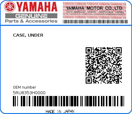 Product image: Yamaha - 5RU8353H0000 - CASE, UNDER  0
