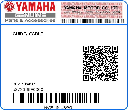 Product image: Yamaha - 5S7233890000 - GUIDE, CABLE  0