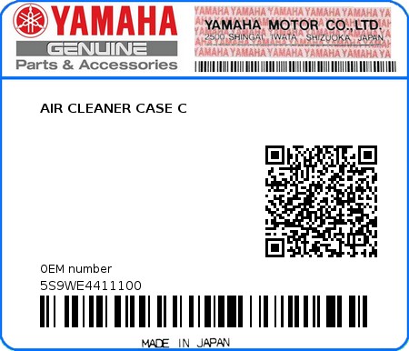 Product image: Yamaha - 5S9WE4411100 - AIR CLEANER CASE C  0