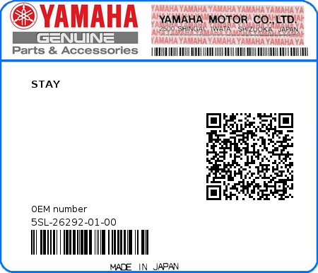 Product image: Yamaha - 5SL-26292-01-00 - STAY  0
