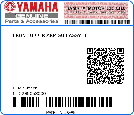 Product image: Yamaha - 5TG235053000 - FRONT UPPER ARM SUB ASSY LH  0