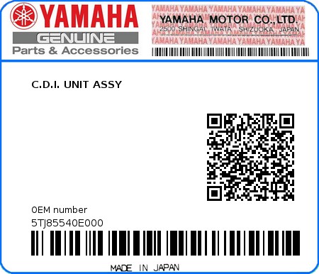 Product image: Yamaha - 5TJ85540E000 - C.D.I. UNIT ASSY  0