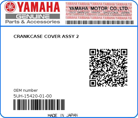 Product image: Yamaha - 5UH-15420-01-00 - CRANKCASE COVER ASSY 2  0