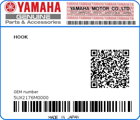 Product image: Yamaha - 5UX2176M0000 - HOOK  0