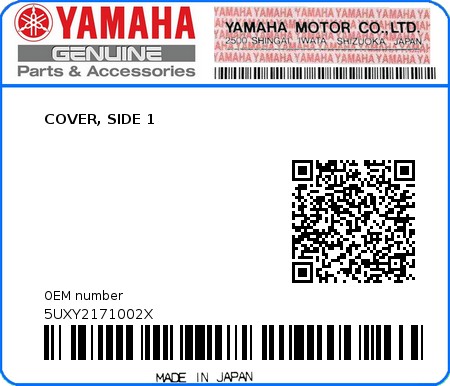 Product image: Yamaha - 5UXY2171002X - COVER, SIDE 1  0