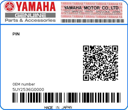 Product image: Yamaha - 5UY2536G0000 - PIN  0
