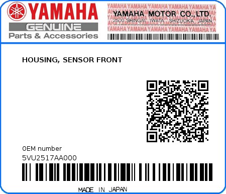 Product image: Yamaha - 5VU2517AA000 - HOUSING, SENSOR FRONT  0