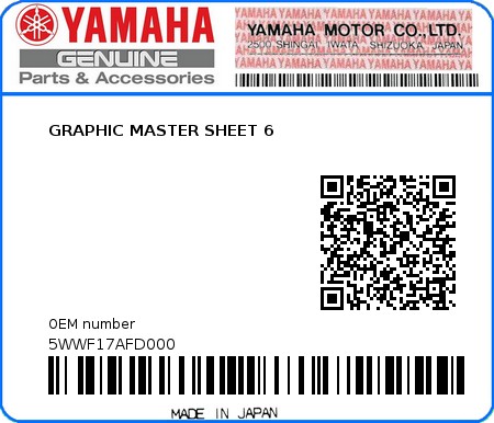Product image: Yamaha - 5WWF17AFD000 - GRAPHIC MASTER SHEET 6  0