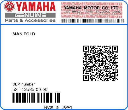 Product image: Yamaha - 5XT-13585-00-00 - MANIFOLD  0