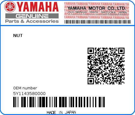 Product image: Yamaha - 5Y1143580000 - NUT  0