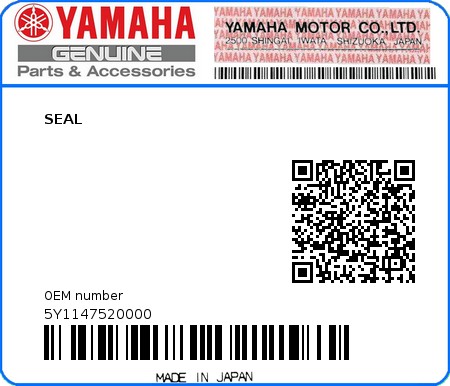 Product image: Yamaha - 5Y1147520000 - SEAL   0