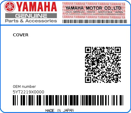 Product image: Yamaha - 5YT2219X0000 - COVER  0