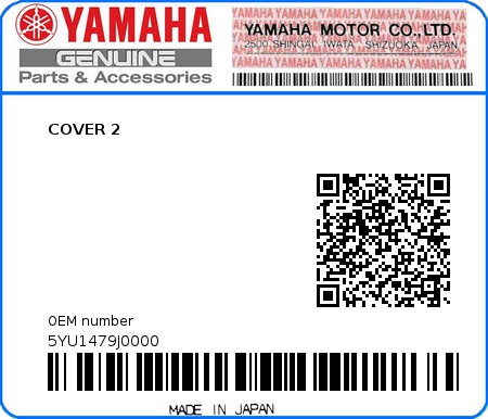 Product image: Yamaha - 5YU1479J0000 - COVER 2  0