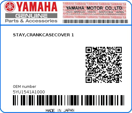 Product image: Yamaha - 5YU1541A1000 - STAY,CRANKCASECOVER 1  0
