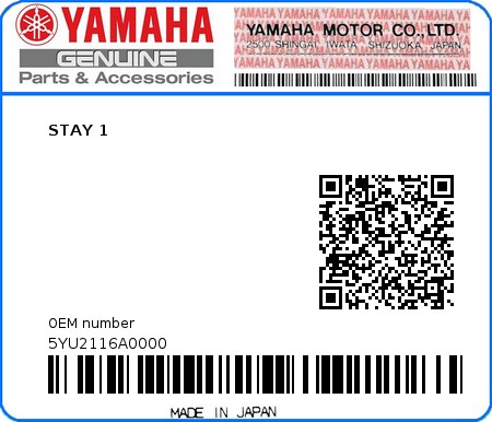 Product image: Yamaha - 5YU2116A0000 - STAY 1  0