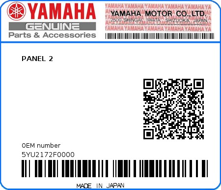 Product image: Yamaha - 5YU2172F0000 - PANEL 2  0