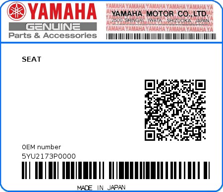 Product image: Yamaha - 5YU2173P0000 - SEAT  0