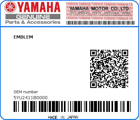 Product image: Yamaha - 5YU2411B0000 - EMBLEM  0