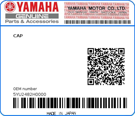 Product image: Yamaha - 5YU2482H0000 - CAP  0