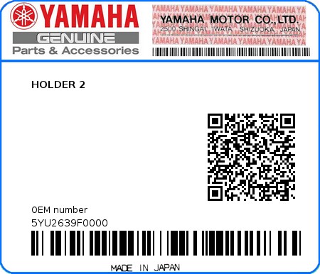 Product image: Yamaha - 5YU2639F0000 - HOLDER 2  0