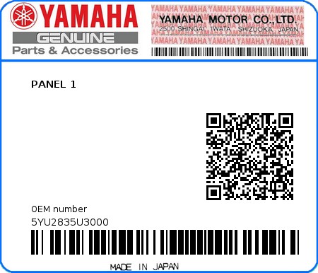 Product image: Yamaha - 5YU2835U3000 - PANEL 1  0
