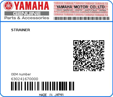 Product image: Yamaha - 630241670000 - STRAINER  0