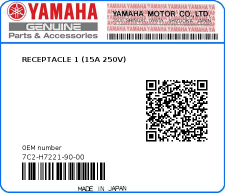 Product image: Yamaha - 7C2-H7221-90-00 - RECEPTACLE 1 (15A 250V)  0