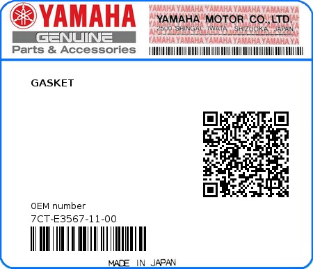 Product image: Yamaha - 7CT-E3567-11-00 - GASKET  0