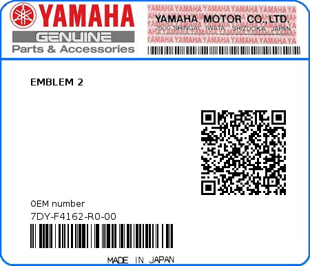 Product image: Yamaha - 7DY-F4162-R0-00 - EMBLEM 2  0
